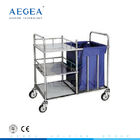 AG-SS010 Đa Chức Năng y tế bệnh nhân phòng linen mặc quần áo sạch quần áo xe đẩy với túi